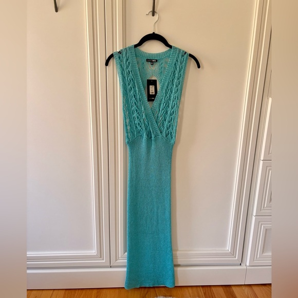 Fashion Nova Dresses & Skirts - Fashion Nova Teal Crochet Midi Dress NWT